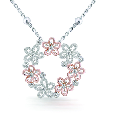 N1673 Twinkling Floral Hoop Necklace